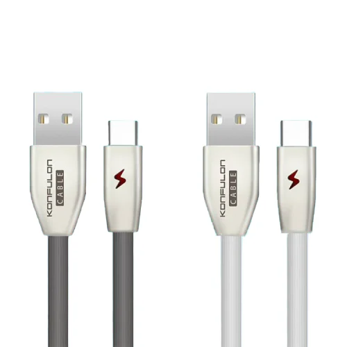 

Konfulon Fast Charging Speed 3A USB Cable with LED Indicator Light USB Data Cable for Cellphone, Black/white