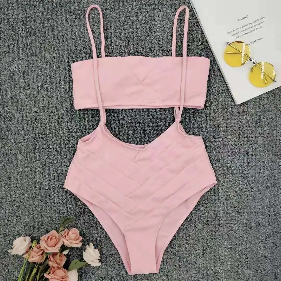 

Best Selling Bodysuit Sling Custom Bikini Two Pieces Off Shoulder Sexy Young Girl Swimsuit