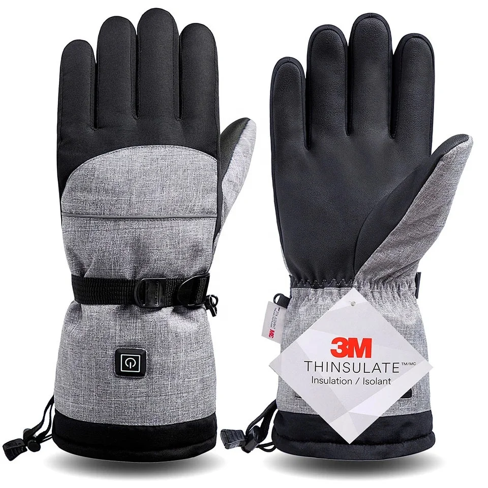 

Electric Battery Heated Gloves for Women Men usb heat gloves sublimation warm smart winter waterproof heated gloves, Grey