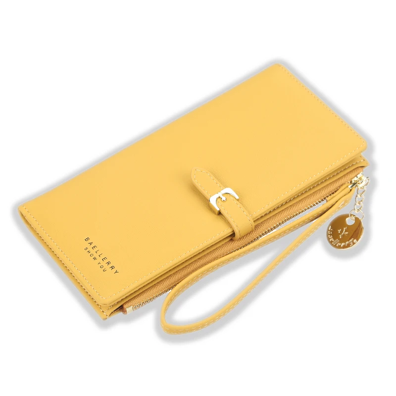 

BW1020 Wholesale PU Leather Womens Long Minimalist Style Bifold Wrist Wallet For Ladies, As pictures