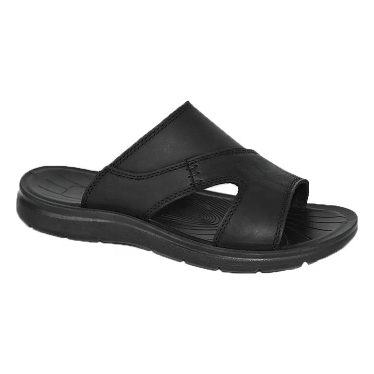 

Fashion Flat Mini Meilisha Latest Cool Wear-resistant Leather Men Slipper, Black