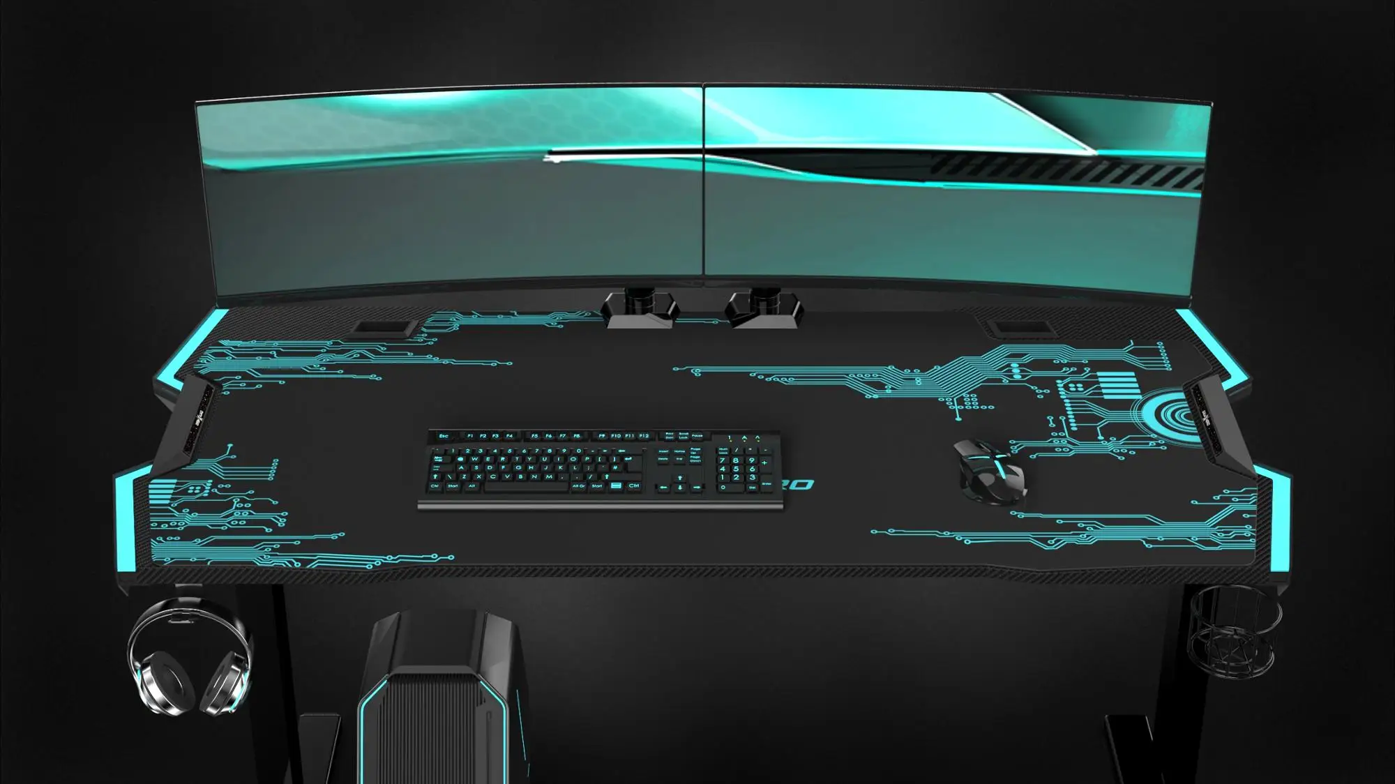 
Galaxy-I MDF Carbon fiber texture Professional large PC computer Table RGB led lights gaming Desk 