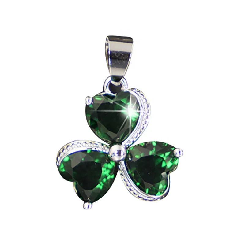 

New Product Jewelry Accessories Synthetic Emerald Pendant 925 Sterling Silver Necklace For Women Party, Picture shows