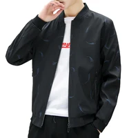 

2019 autumn and winter men's casual stand-up collar jacket Korean fashion printing wild slim jacket