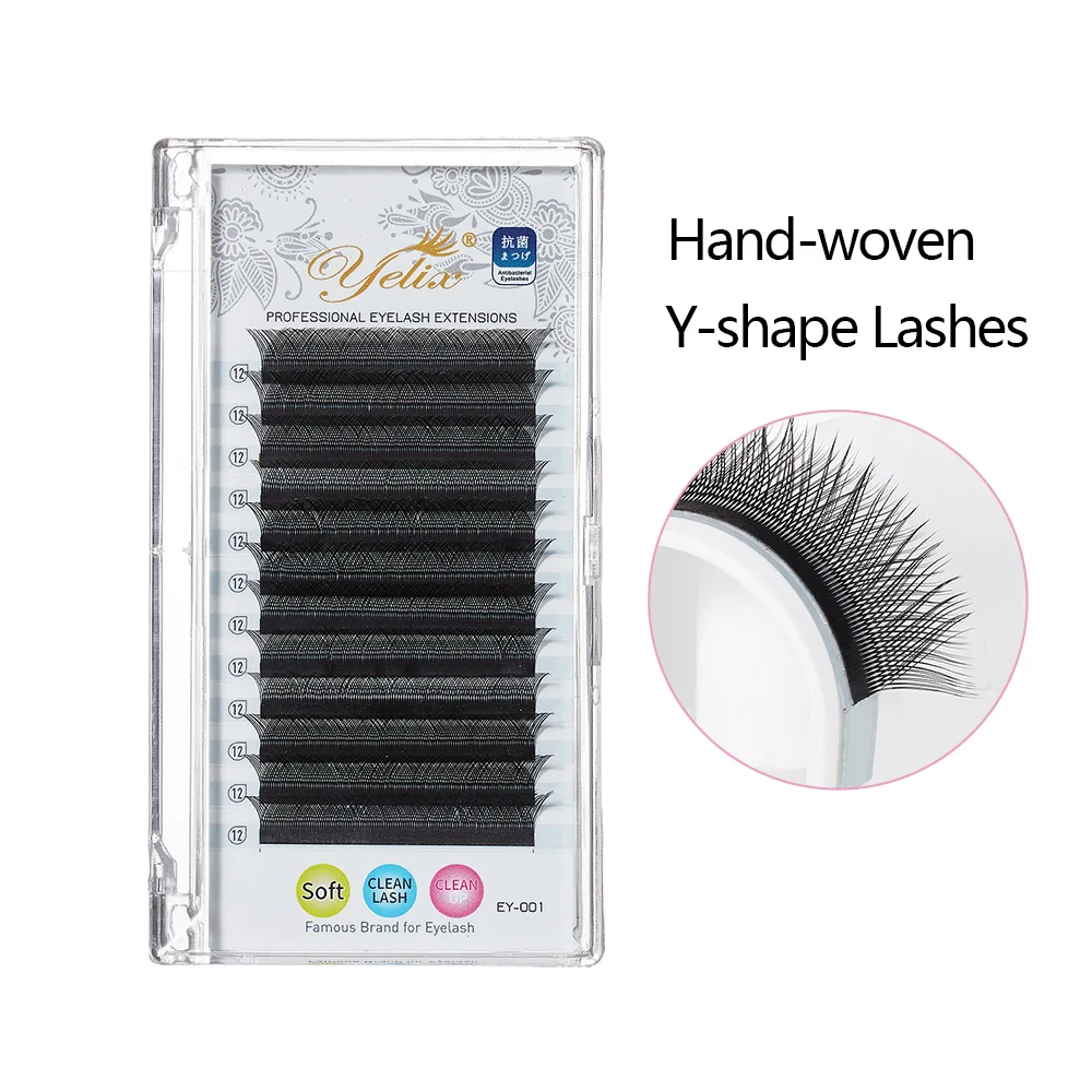 

Durable Light Soft Yelix YY Volume Lashes 0.07D Curl 15mm Custom Private Label Y Shaped Faux Mink Lashes