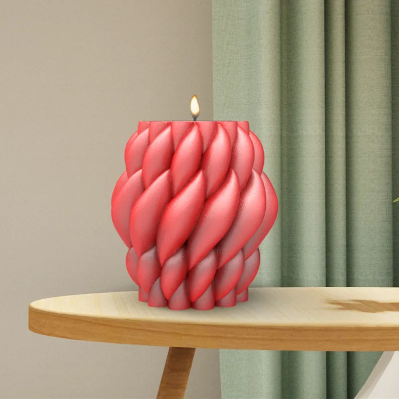 

Twirl Raindrop Shape Candle Mold Aesthetic Swirl Geometric Curved Pillar Silicone Candles Mould