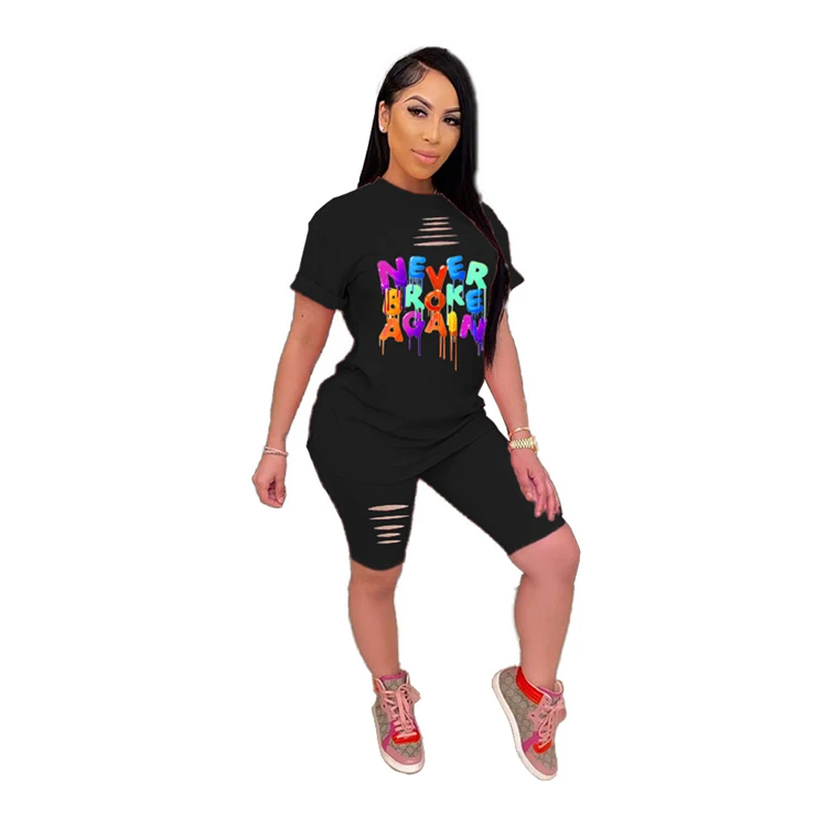

Spring 2021 New Fashion High Quality 2 Leisure Pants Summer Jogging Suit Two Fresh And Loo Short Piece Set Woman
