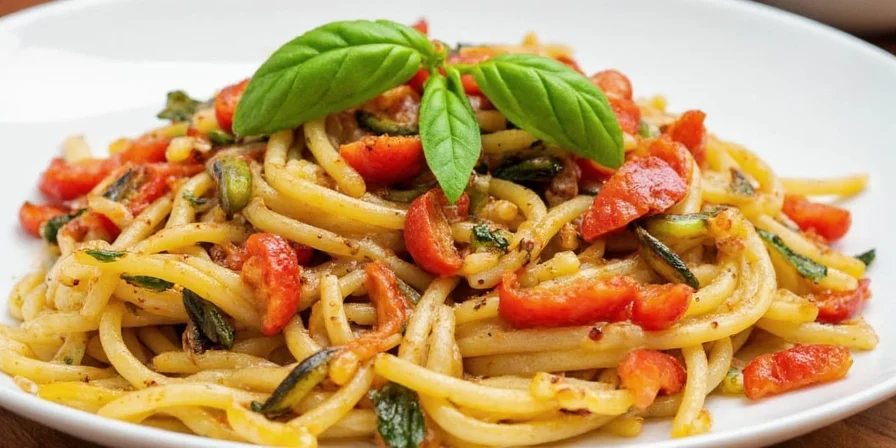 Harissa-spiced grilled eggplant pasta