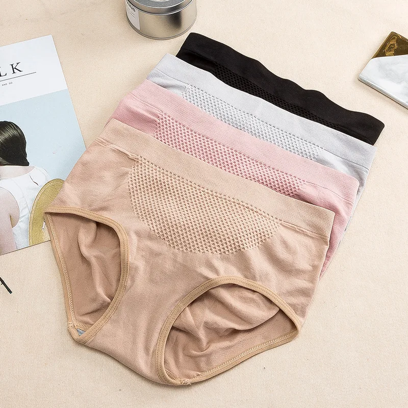 

Hot style beehive panties 3D cotton crotch seamless women's large super - elastic warm honeycomb panties