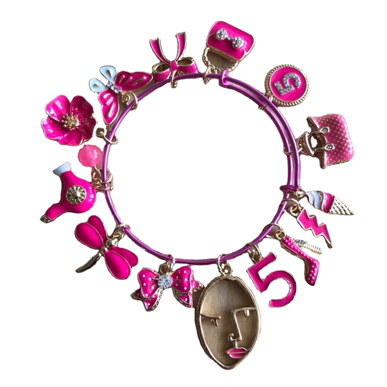 

2020 latest girl colorful charm expandable bangles custom charm bangle bracelets fashion charm bangle bracelets wholesale retail