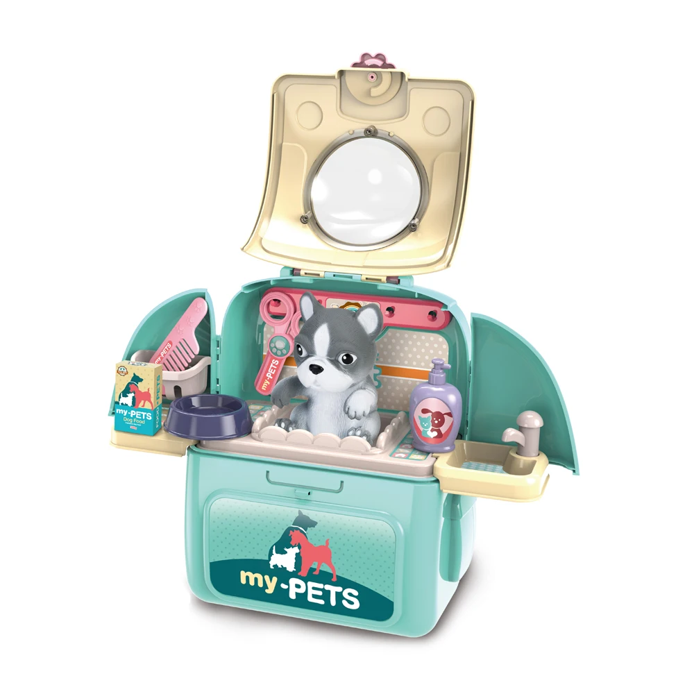 
2020 pretend set grooming pet vet backpack dog cat toys kids doctor kit for gift | care pet play set 