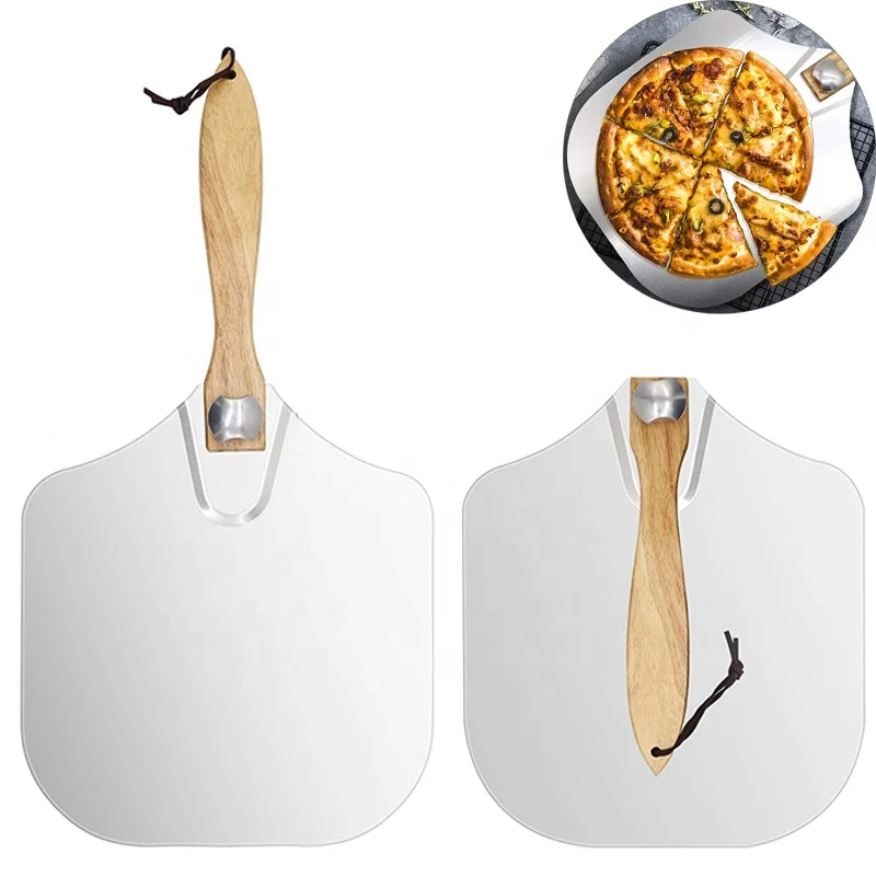 

Metal Pizza Shovel  Aluminum Pizza Turning Peel With Wood Handle