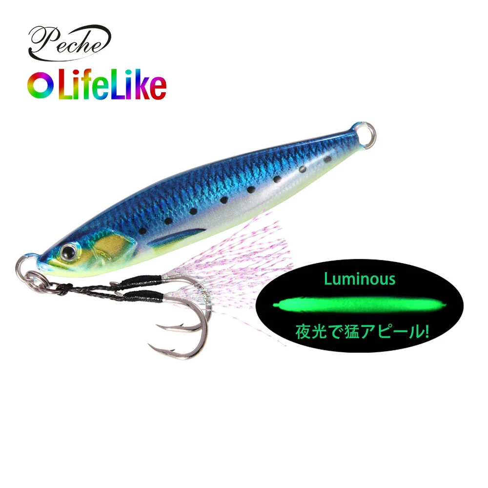 

OEM Fishing Lures Metal Slow Pitch Jig Lure 20g 30g 40g 60g 80g Spinnerbait Isca Artificial Casting Bait Vertical Jigging Lure, 9 colors