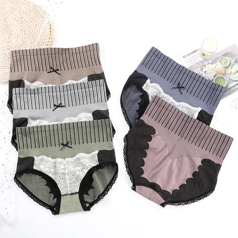 

1127 Seamless Graphene Lace Butt Lifter Slimming Shaper Panty Ladies Briefs Women High Waist Slimming Panties, 5 colors: gray, green, blue, khaki, pale mauve