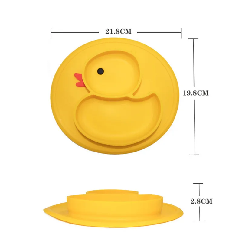 

Durable Microwave Safe Children Kids Place mat Daily Silicone Plate Baby Duck Dish for Home Travel, Customized