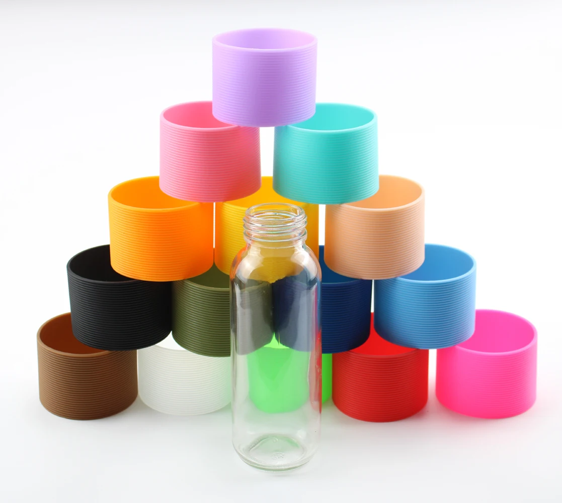 

6cm 6.5cm 7cm diameter custom silicone coffee cup sleeve heat resistant anti-slip glass bottle protective cover sleeve