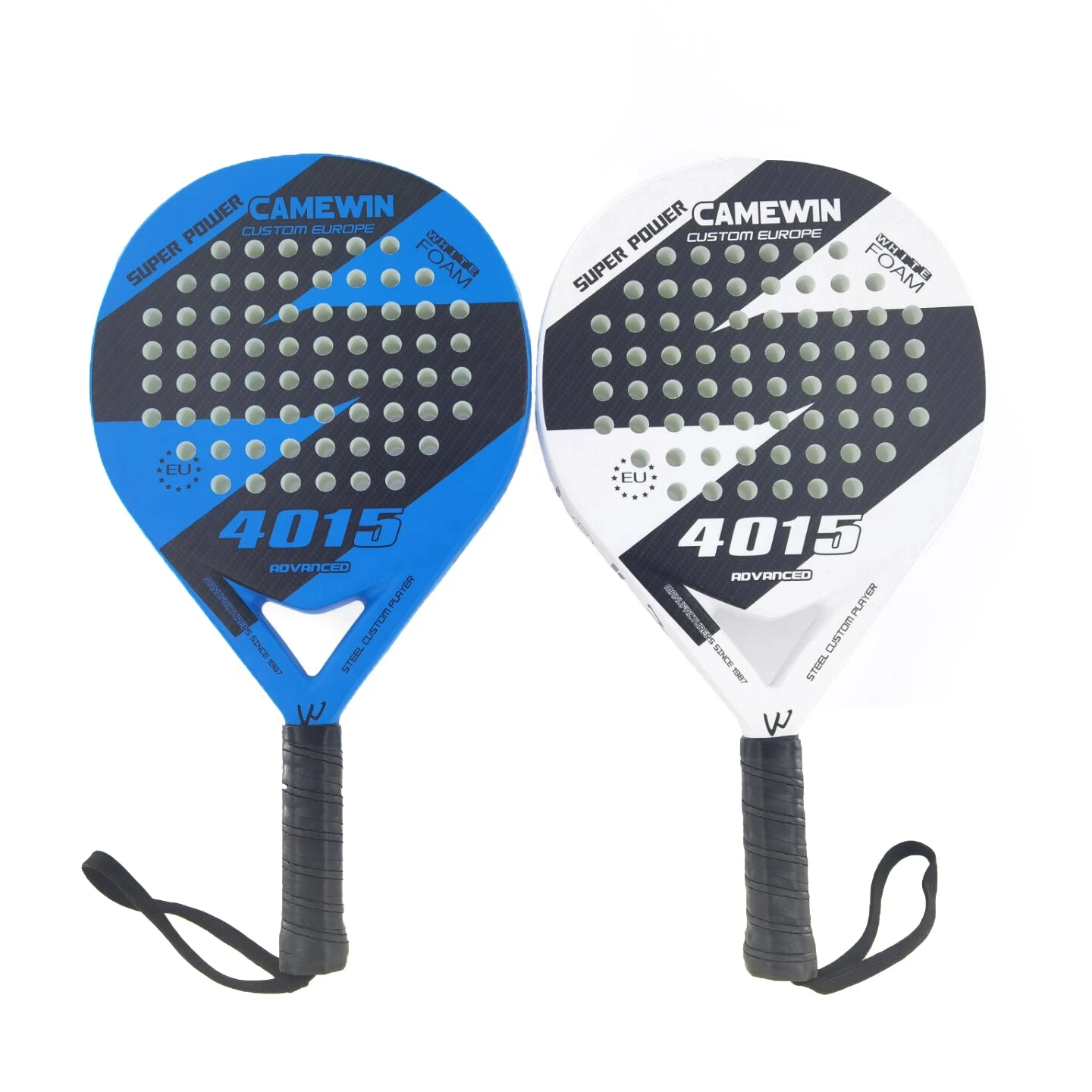 

Factory Padel Rackets Carbon Fiber Custom Design Paddle Professional Logo round 2021 Good Quality Padel Tennis Racket, White&blue