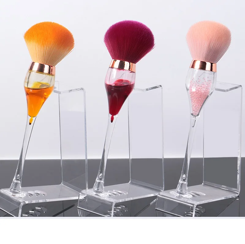 

Custom Private Label Makeup Brushes Blush Beauty Tools Creative Crafts Level Red Wine Glass Cup Shape Fluffy Cosmetic Gift