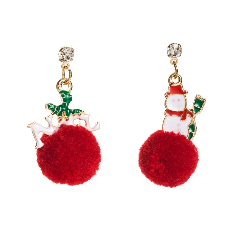 

Fashion Snowman ball Earring For Women Winter Pompom Earrings Party Earring Christmas gift Jewelry