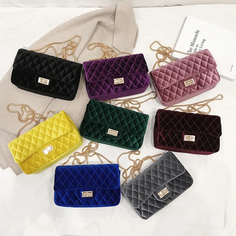 

2022 Wholesale New Lady Solid Color Luxury Velvet Jelly Ladies Bag Handbags Chain Purse Women Hand Bags, Colored