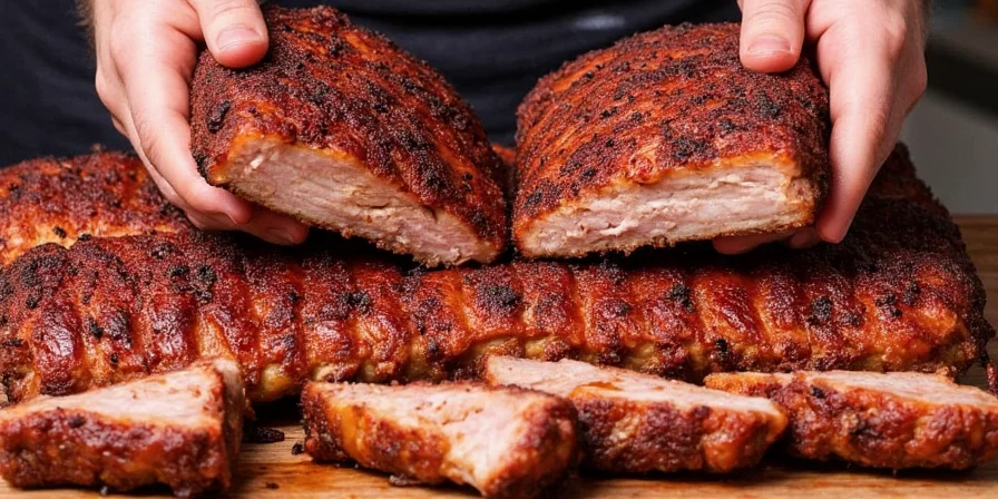 Ribs on the grill with spices rubbed on