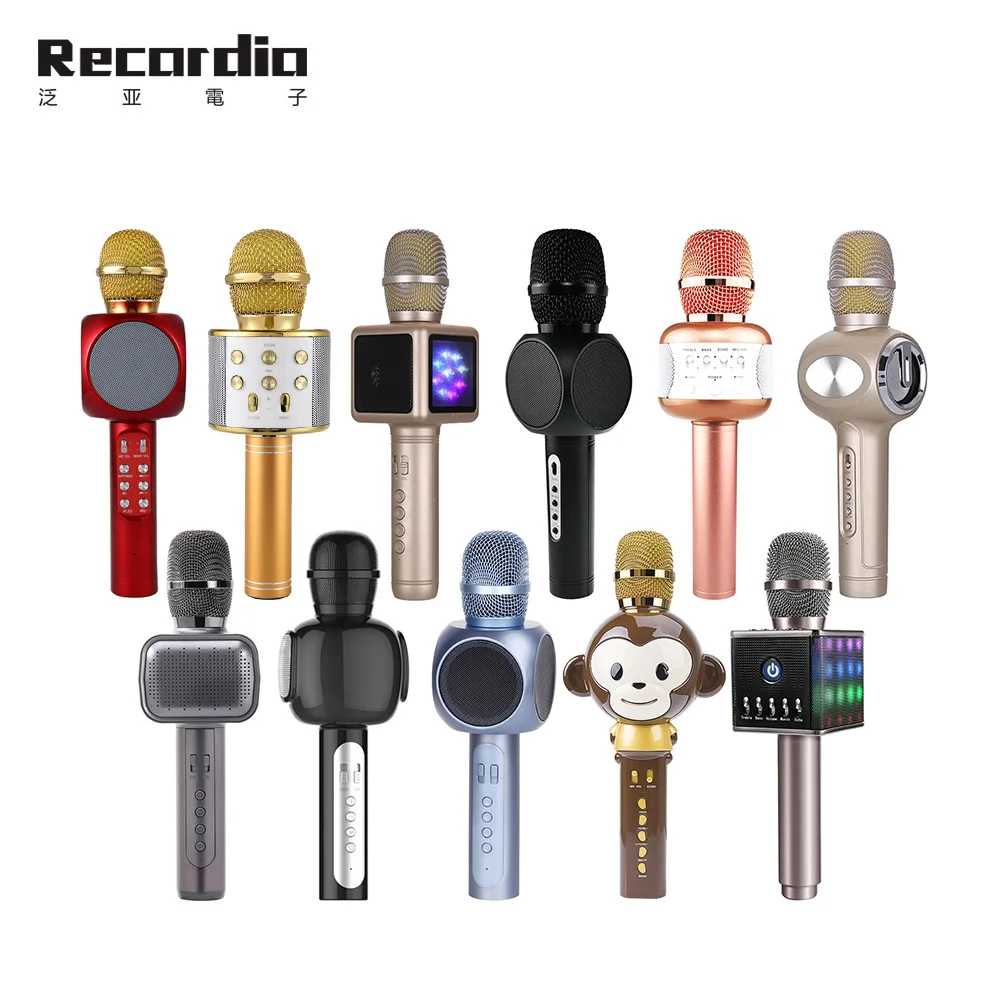 

GAM-H8 Portable blueteeth karaoke microphone speaker USB microphone with LED lights