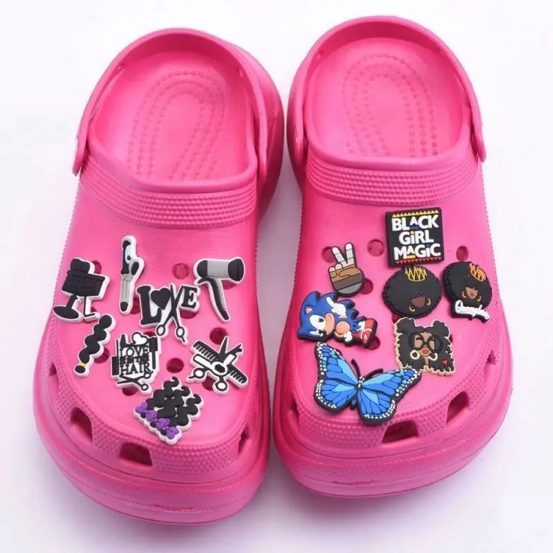 

High Quality Batch Hair Soft PVC Rubber Shoes Charm Accessories Hole Shoes Animation Cute Style Shoes