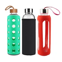 

Wholesale BPA Free Crystal Borosilicate Glass Water Bottles, Leak Proof Reusable Sports Drinking Bottle With Logo 500ML 1000ML