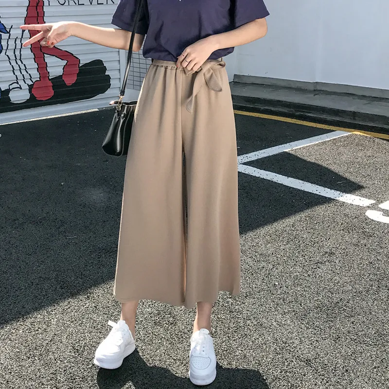 

2020 Women Casual Loose Wide Leg Pant Womens Elegant Fashion Preppy Style Trousers Female Pure Color Females New Palazzo Pants