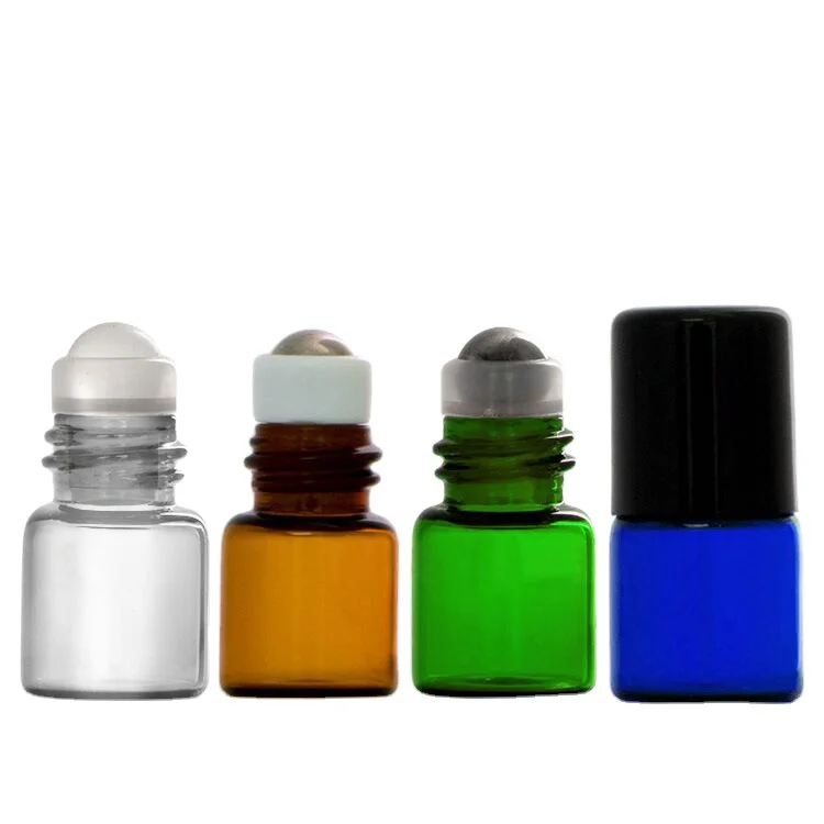 1ml 2ml 3ml 5ml Amber Green Blue Clear Glass Sample Essential Oil Roll on Bottles Small Perfume Tester 1ml Roller Ball Bottle