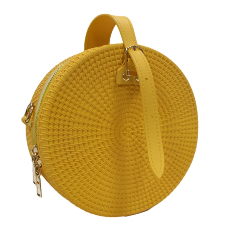 

Fashionable eco friendly women hand woven natural beach rattan round bag women jelly handbags