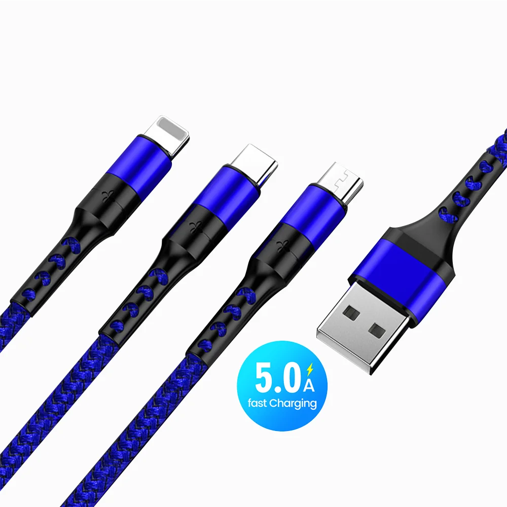 

Free Shipping 1 Sample OK Amazon Best Sell Charging Cable 1.2m 5A Phone Charger Cable for iphone Type C Fast Charger Cable, Black / red / blue / gold