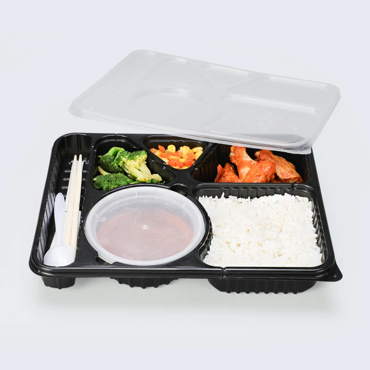 Microwavable Bento Box With 6 Compartments Disposable Plastic Lunch Box
