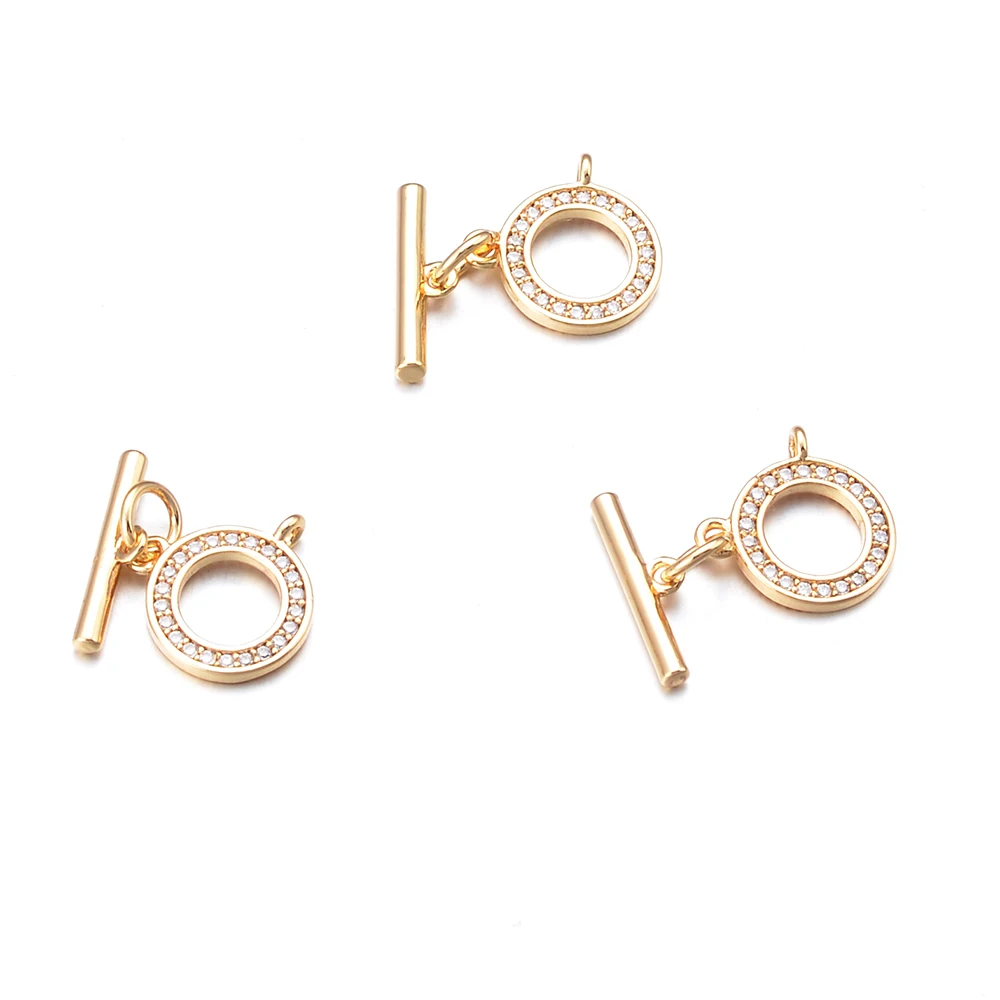 

Rhinestones 18K Gold Plated Toggle Clasp Connector for Bracelet Necklace Jewelry Making Supplies Black OT Buckle Clasp Pendant, 18k real gold plated