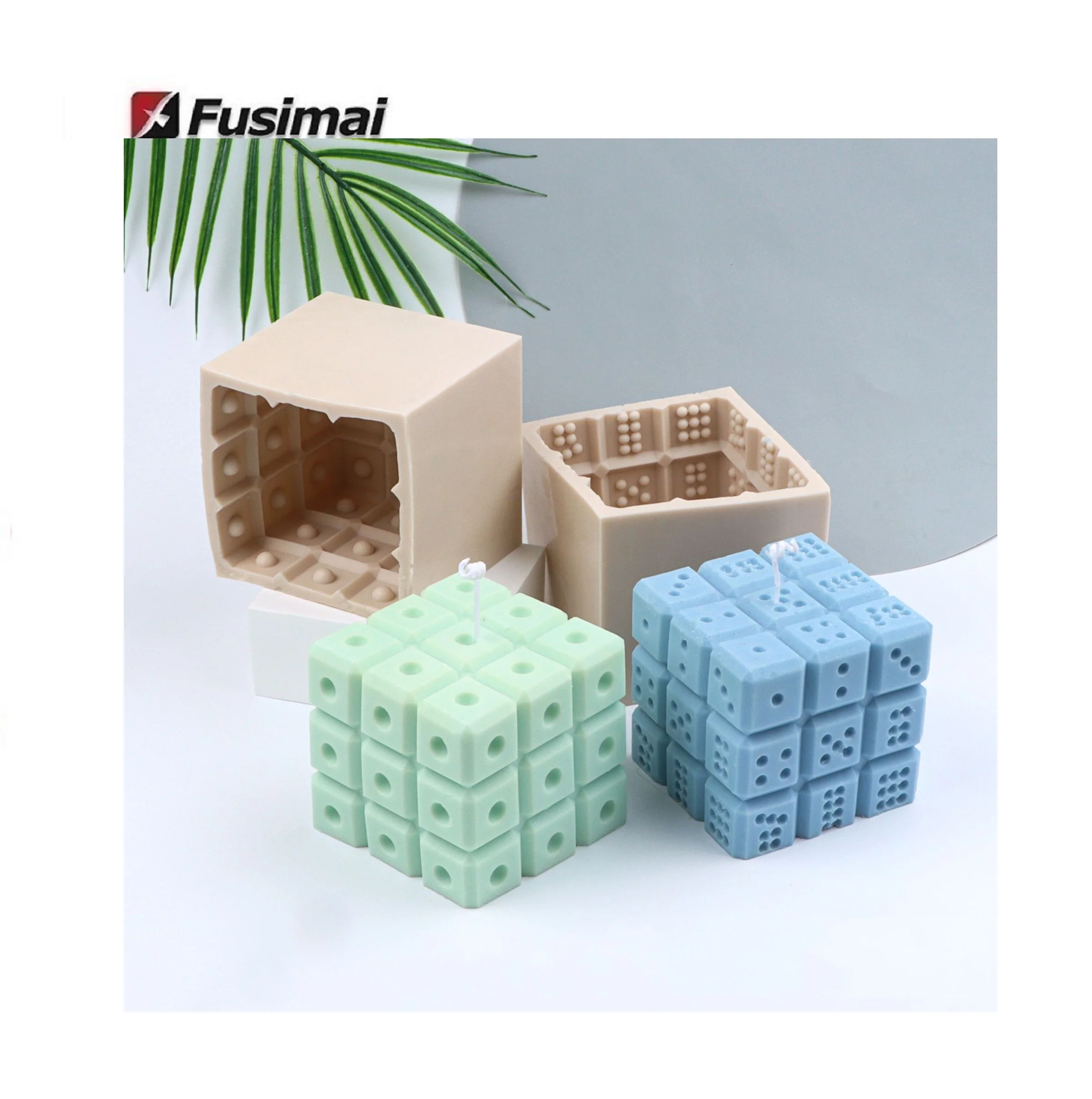 

Fusimai Hot Square Cube Multi-Sided Multi-Point Die Silicone Candle Mold Dice, Customized color