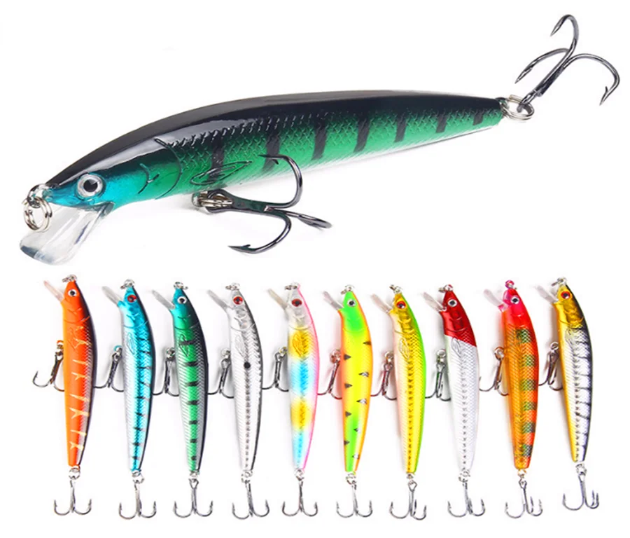 

1PCS Laser 10cm 7.5g Underwater 0.5m -1.5m Depth Minnow Fishing Lure Jerkbait Hard Plastic Wobbler Fishing Swimbait, 10 colors