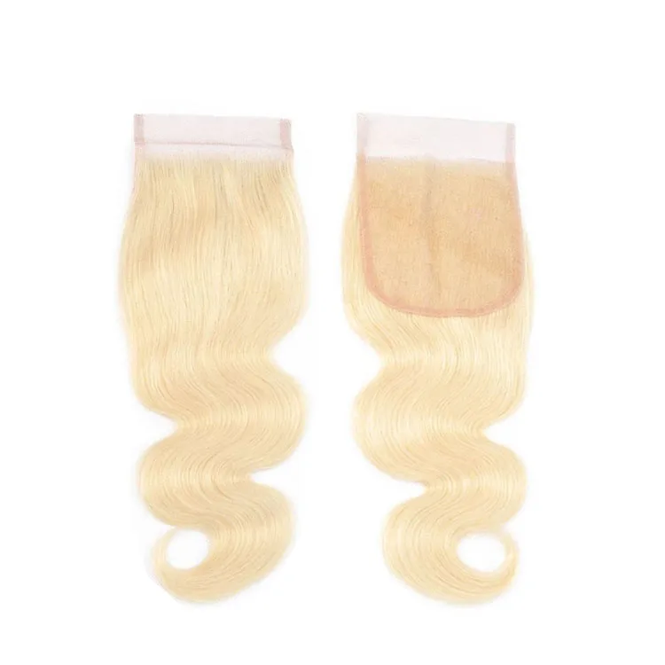 

Color 613 Lace Closure Blonde Straight Body Wave 4X4 5X5 6x6 Lace Brazilian Hair With Closure, Natural colors