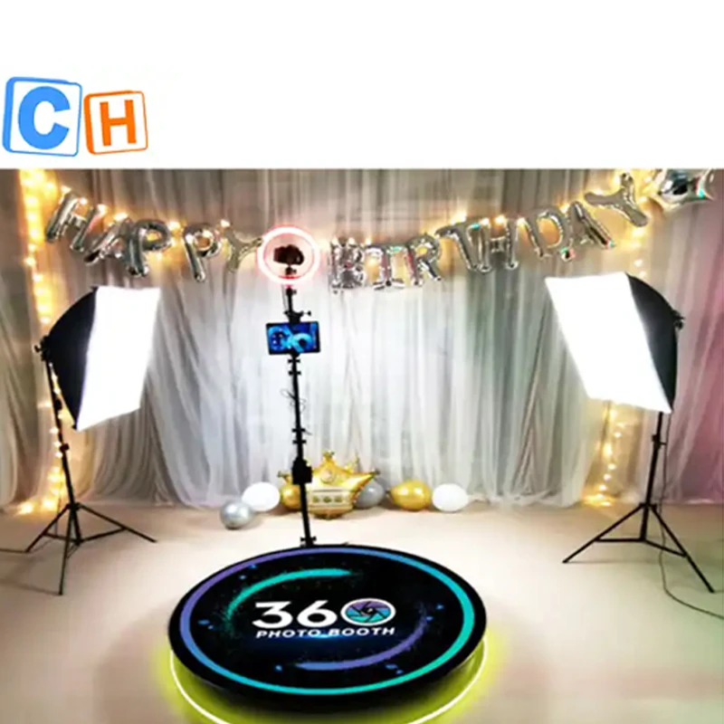 

CH 360 Track Video Booth Metal 360 Photo Booth Enclosure 360 Photobooth Machine With Ring Light