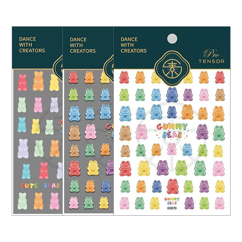 

Cartoons Nail Decals 5D Bear Nails Art Stickers for Nail Decoration, 5d embossed nail art sticker