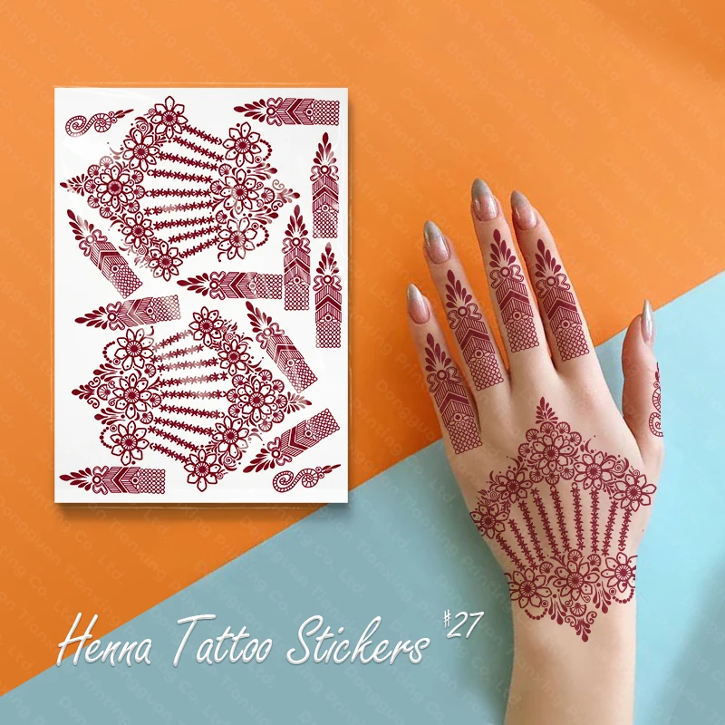 

Non-toxin ink Mehndi Design Temporary Henna Tattoo Stickers Waterproof Easy Apply