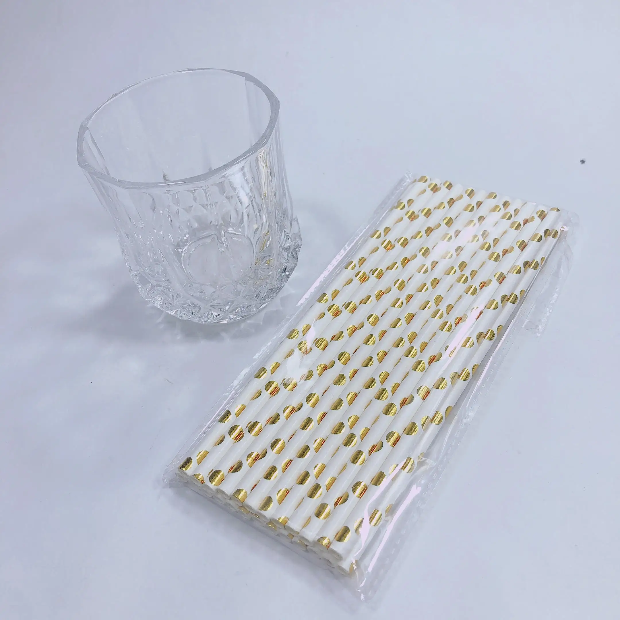 

Biodegradable Disposable Straight Metallic Foil Bronzing Rose Gold Paper Straws 25pcs/bag