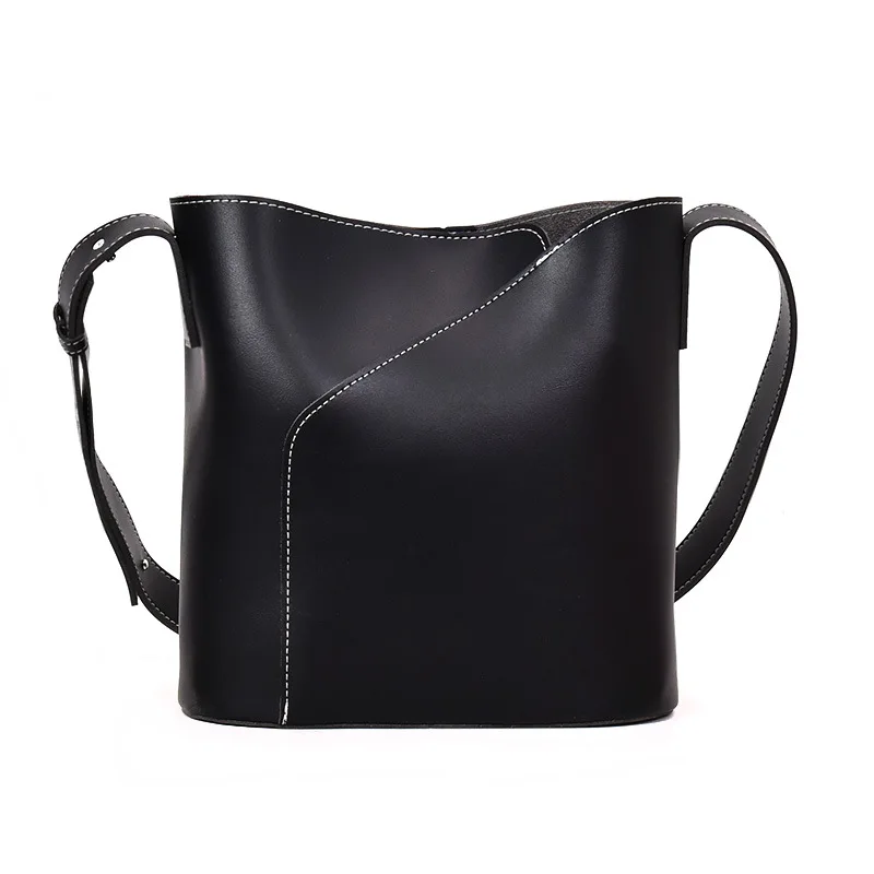 

2020 Vintage PU Leather Women's Bucket Tote Bag Shoulder Handbag Luxury Lady Crossbody Big Shoulder bag, Dark brown , black ,light brown, red