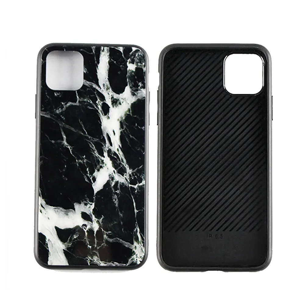 

New Arrival Print Christmas Pattern Sublimation Blank 2D TPU Frame Marble Tempered Glass Phone Case, Accept customized