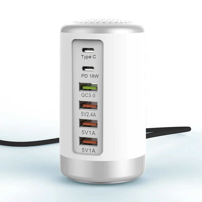 65W 6 Port Desktop Charger USB Hub Charging Station(4X USB+Type C+QC3.0+PD 18W)Multi-Port Charger hub Fast Wall Charger
65W 6 Port Desktop Charger USB Hub Charging Station(4X USB+Type C+QC3.0+PD 18W)Multi-Port Charger hub Fast Wall Charger
