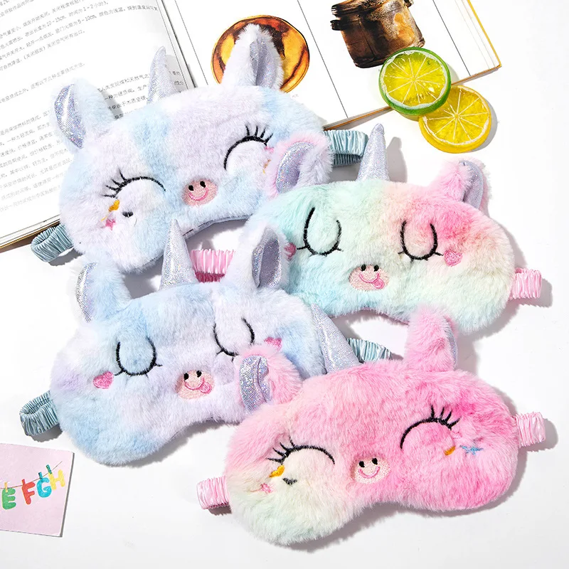 

3D Cartoon Unicorn Satin Silk Eye Mask Variety Sleeping Mask Eyeshade Relax Mask Plush Eye Shade Cover For Travel Home Party