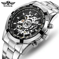 

WINNER 246 sale Fashion Winner Stainless Steel Skeleton Mechanical Watch For Man automatic self winder Wrist Watch