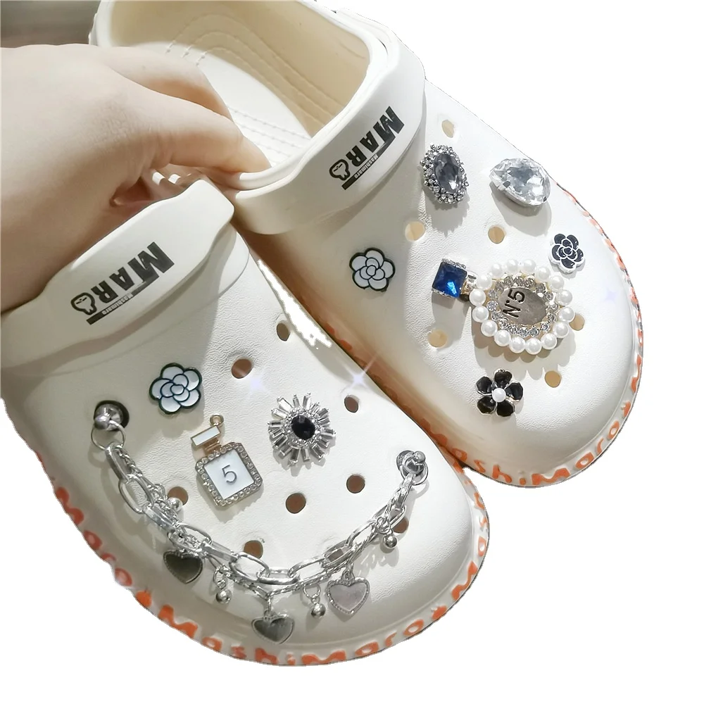 

Shoe decoration accessories flower chain set rhinestone croc metal shoe charms, Picture