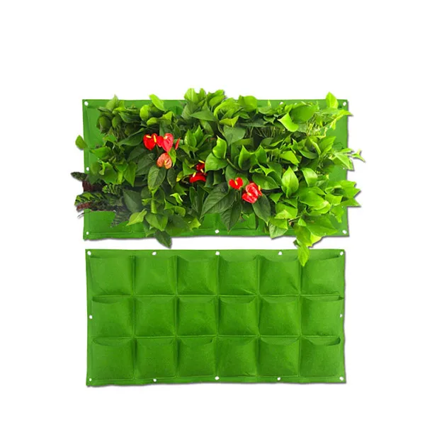 

36 pockets outdoor indoor garde square nonwoven adjustable hanging wall felt vertual vertical garden planter pocket, Black or green