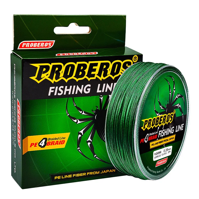

High Quality 100M PE Braided 4 Fishing Line, Yellow, blue, green, red, gray