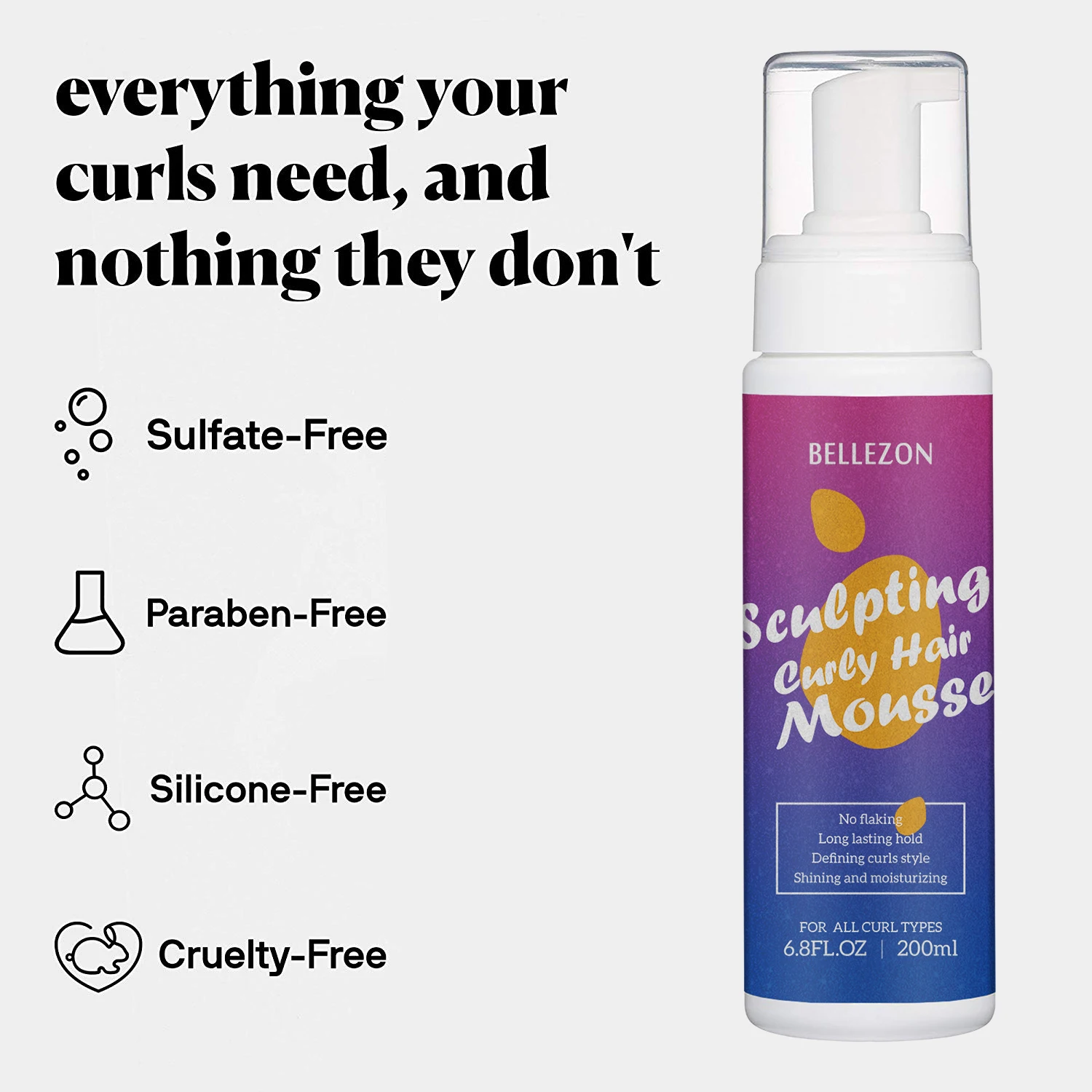 New Private Labeling Hair Foaming Wrap Mousse Strong Hold For Frizzy